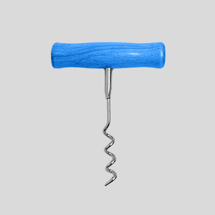 A corkscrew, tinted blue