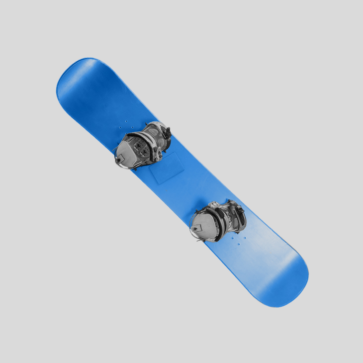 A snowboard, tinted blue