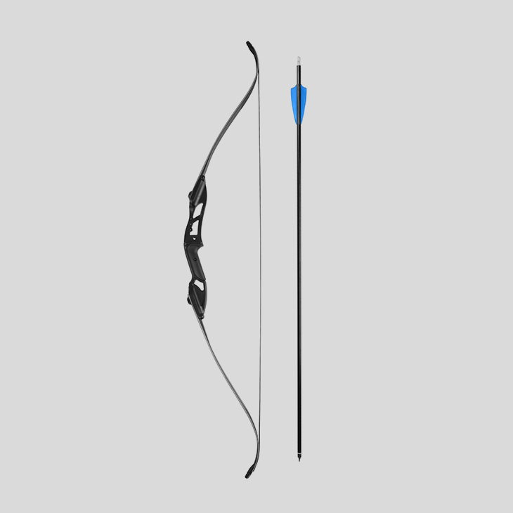 A bow and arrow, tinted blue