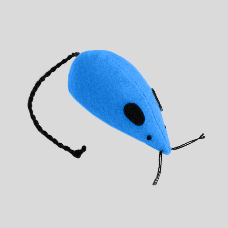 A cute, toy mouse, tinted blue